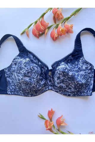 Бюстгальтер з додаванням бавовни Lanny Mode 11693 синій з візерунком 